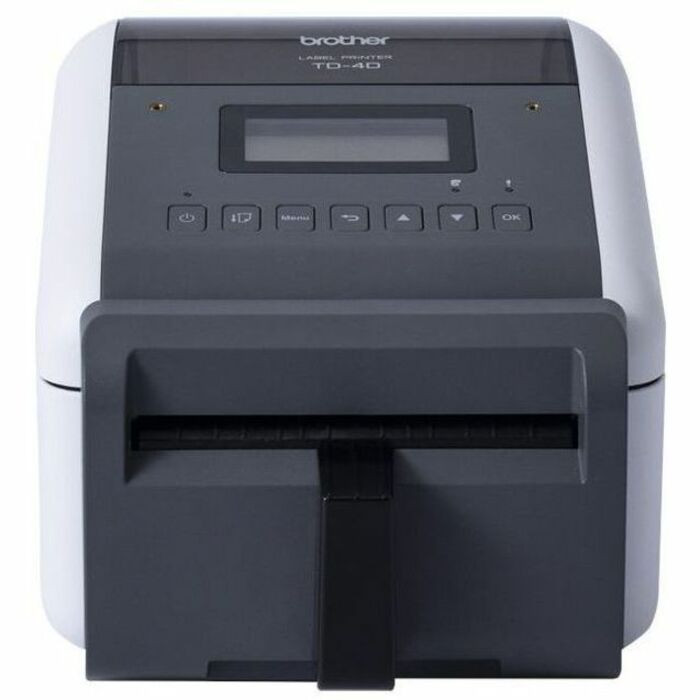 Brother TD-4550DNWBFC Desktop Direct Thermal Printer - Monochrome - Label Print - Ethernet - USB - Serial - Bluetooth 4.2 - IEEE 802.11a/b/g/n Wireless LAN - With Cutter - TD4550DNWBFC