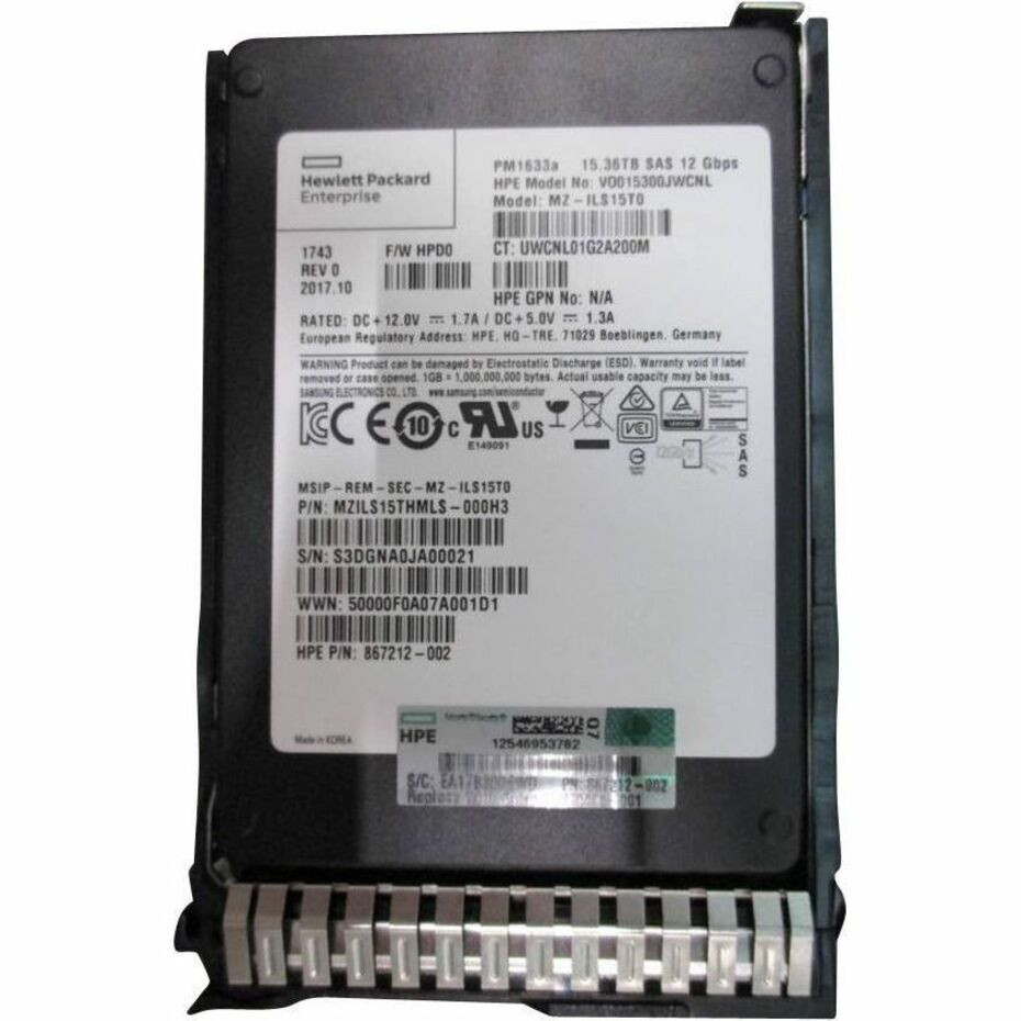 HPE 15.30 TB Solid State Drive - 2.5" Internal - SAS (12Gb/s SAS) - Read Intensive - 870462-001