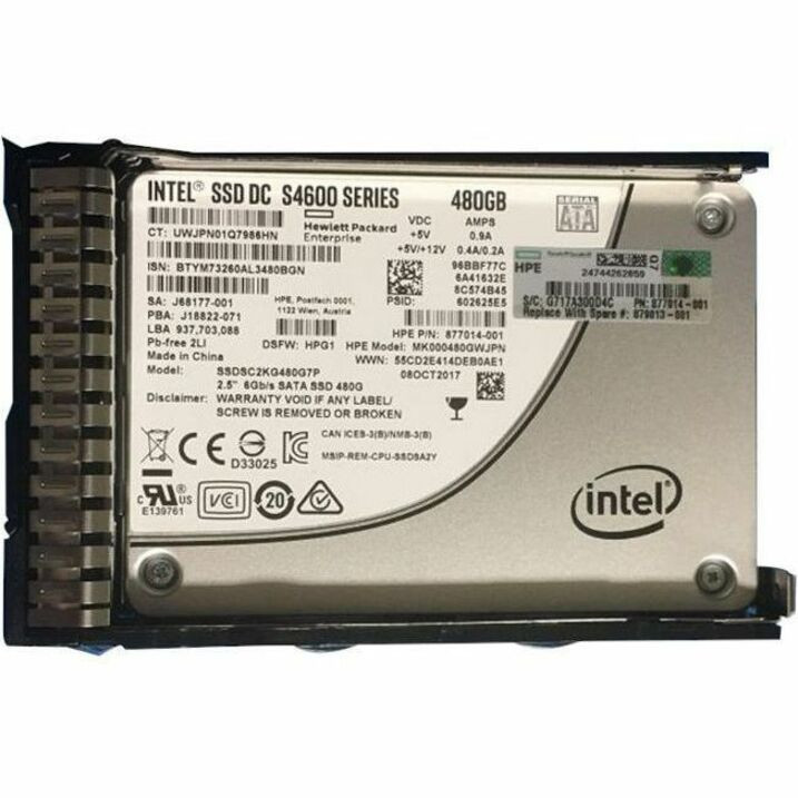 HPE 480 GB Solid State Drive - 2.5" Internal - SATA (SATA/600) - Mixed Use - 879013-001