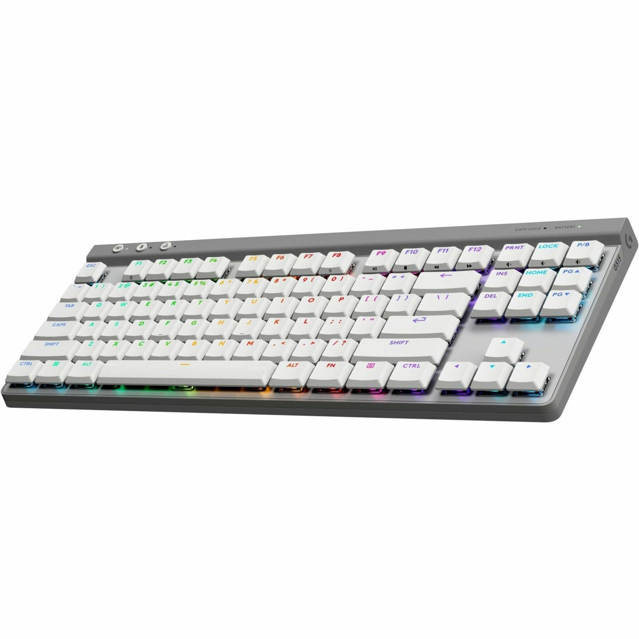 Logitech G515 LIGHTSPEED TKL Low Profile Wireless Gaming Keyboard, LIGHTSYNC RGB, Thin Tenkeyless Design, PBT Keycaps, Tactile (Brown) Mechanical Switches, White - Wired/Wireless Connectivity - 920-012535