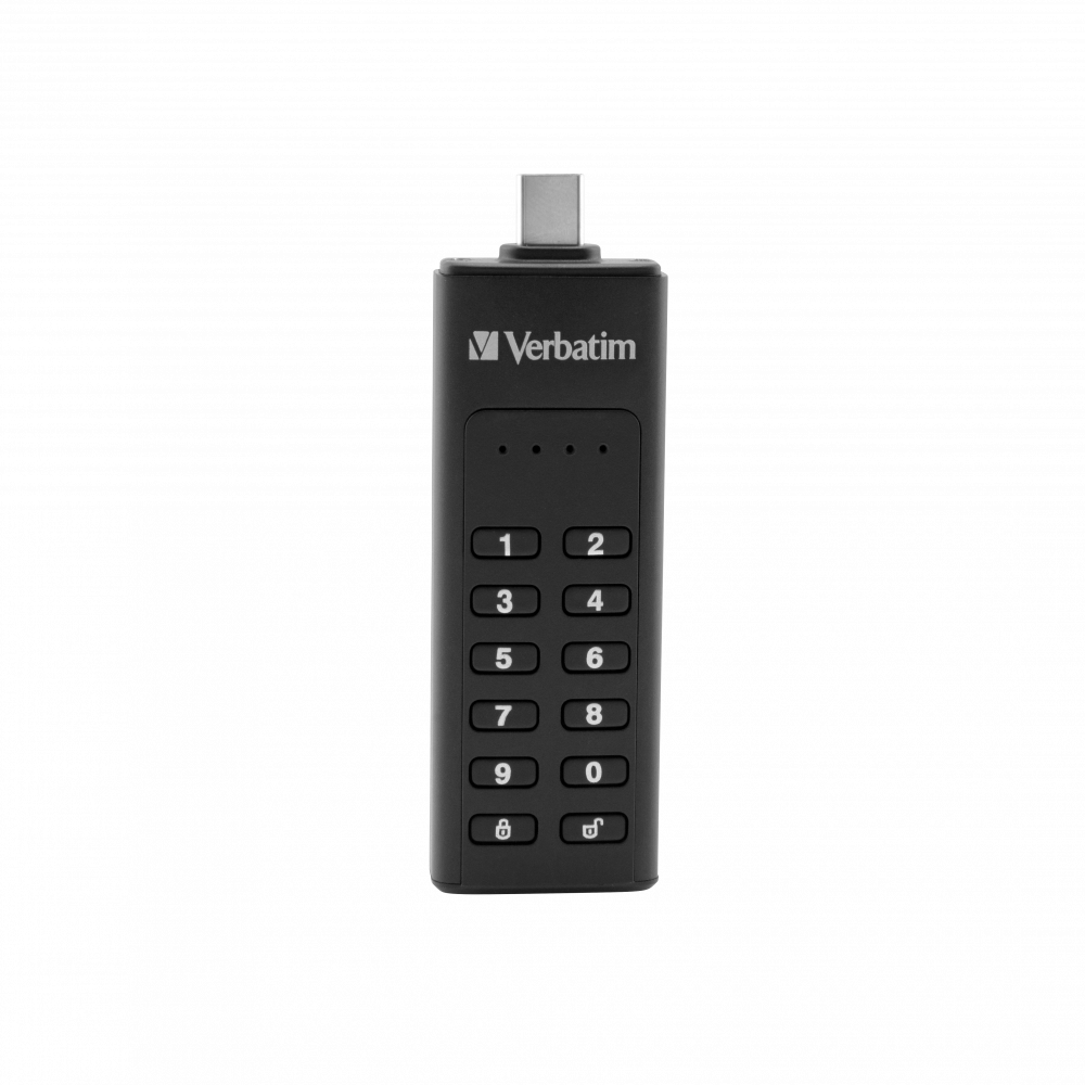 Verbatim Usb-C Drive 128Gb - Power: Bus Powered Via Usb Cable - Interface: Usb 3.2 Gen 1 - Enclosure Material: Plastic And Aluminium - Led Indicator: Power, Usb Activity And Encrypted Status - 49432
