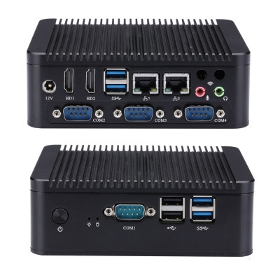 Qotom Mini PC Q510P S02 - Integrated 6th Generation Low-Power Celeron Processor 3855U, 2 Groups Of Gigabit Intel Network Cards, 4 RS232 Serial Ports, 2 HDMI Dual Displays, DDR4 Memory, M.2 NVME Solid State Hard Drives