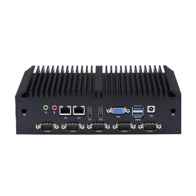 Qotom Mini PC Q510X S10 - Integrated 6th Generation Low-Power Celeron Processor 3855U, Dual Gigabit Intel Network Card, Dual HDMI+VGA Triple Display, DDR4 Memory, M.2 Interface, 6 Serial Ports, 8 USB, 2 RS485 Interfaces