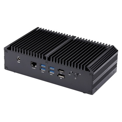 Qotom Mini PC Q1000GEX S10 - Integrated Low-Power Celeron Processor 4305U, 8 Gigabit Intel Network Cards, HDMI, DDR4 Memory, 1 RJ45 Serial Port, 4 USB, Power On