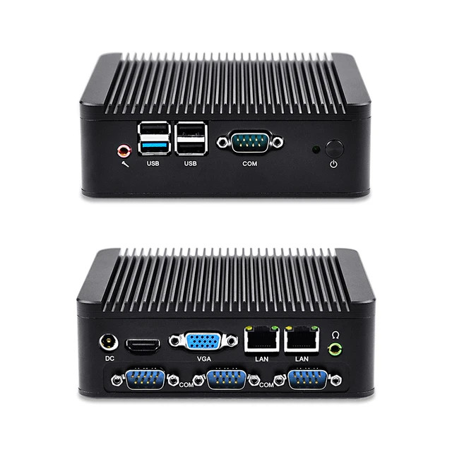 Qotom Mini PC Q190P S02 - Integrated Low-Power Celeron Processor J1900, Dual Gigabit Network Cards, HDMI+VGA Dual Display, 4 Serial Ports, 4 USB