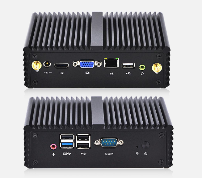 Qotom Mini PC Q190N S08 - Integrated Low-Power Celeron Processor J1900, Gigabit Network Card, HDMI+VGA Dual Display, 1 Serial Port, 5 USB