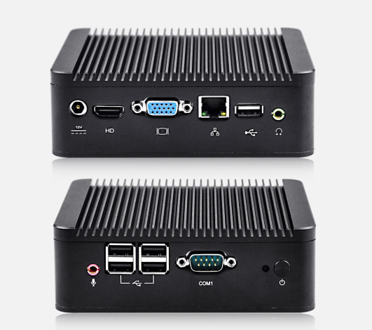 Qotom Mini PC Q107N S02 - Integrated Low-Power Celeron Processor 1007U, Dual Gigabit Network Cards, HDMI+VGA Dual Display, 1 Serial Port, 5 USB, Support Windows XP