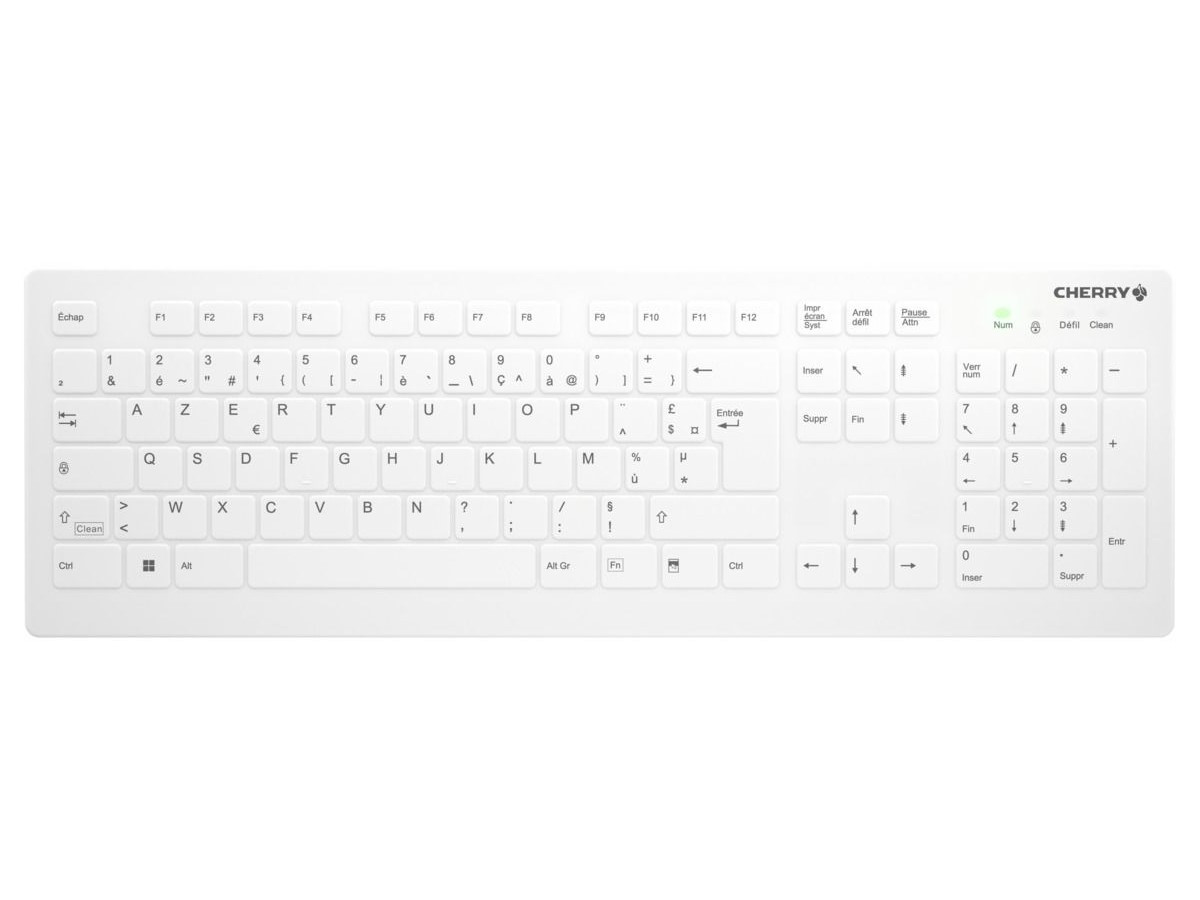 Cherry AK-C8112F Wireless Keyboard, White, English, Old layout with Windows and Clean keys on right and FN key on left - AK-C8112-FUS-W/US