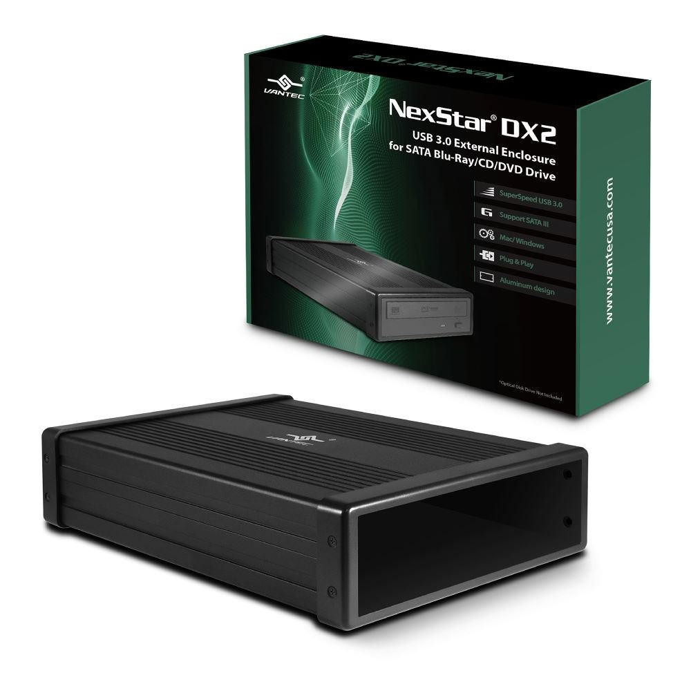 Vantec NexStar DX2 USB 3.0 External Enclosure for SATA Blu-Ray/CD/DVD Drive - NST-540S3-BK