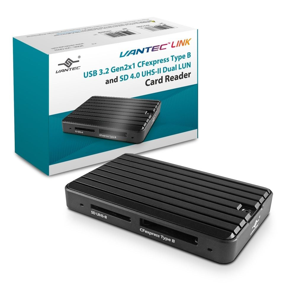 Vantec USB 3.2 Gen2x1 CFexpress Type B and SD 4.0 UHS-II Dual LUN Card Reader - UGT-CR702