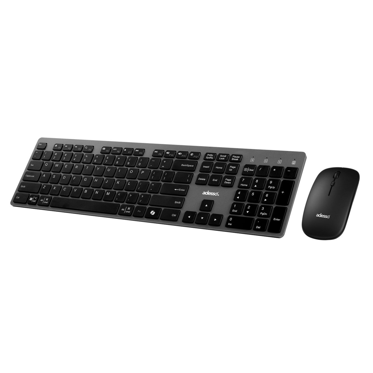 Adesso Multi OS Wireless Scissor Switch Keyboard and Mouse With a CoPilot AI Hotkey and Quiet Switches - WKB-7300CB