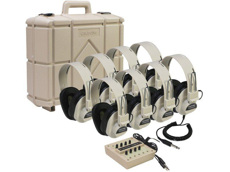 Ergoguys Califone 8 Position AV Listening Center with Case. Listening center includes qty 8 of 2924AV headphones - qty 1 1218AV-PY jackbox - 1 carrying case. Best used in learning group activities. - 1218AV-01