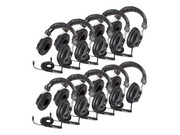 Ergoguys Califone 3068AV 10-Pack Stereo Headphones. Set of 10 stereo/mono wired headphones for library & listening center use. Switches from mono to stereo function. Padded headband - adjustable dual volume controls on earcups - 3068AV-10L