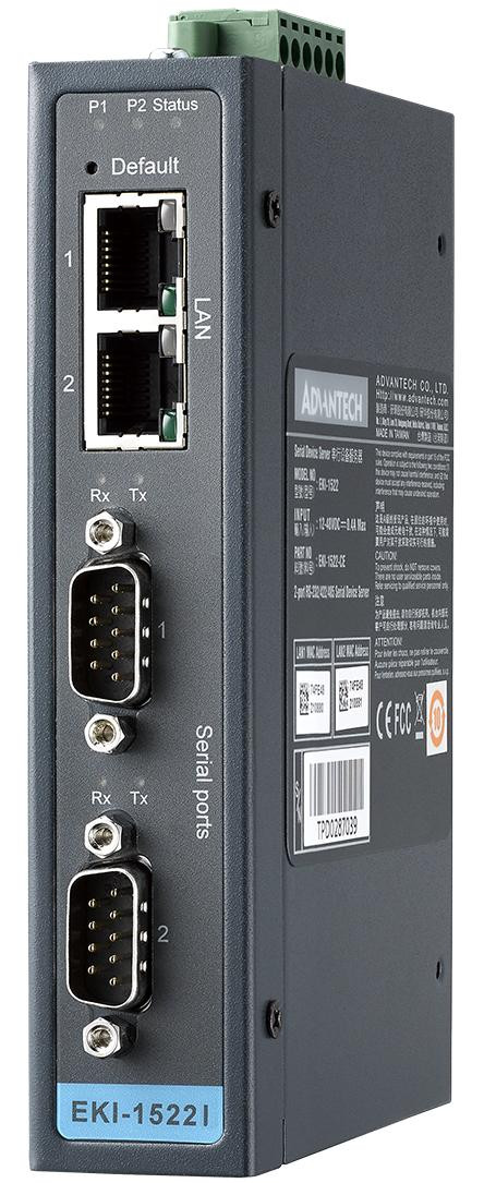 Advantech  2-port Serial Device Server with Isolation and Wide Temperature - EKI-1522CI-CE