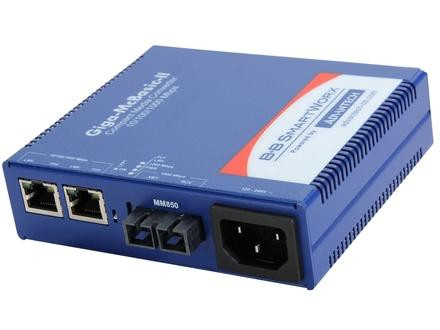 Advantech  B+B SmartWorx 100Mbps and 10/100/1000Mbps Media Converter - 2 x Network (RJ-45) - 1 x SC Ports - Single-mode - 1310 nm Fiber - Gigabit Ethernet - 10/100/1000Base-TX, 1000Base-LX - 10 km - Power Supply - IMC-470-SM