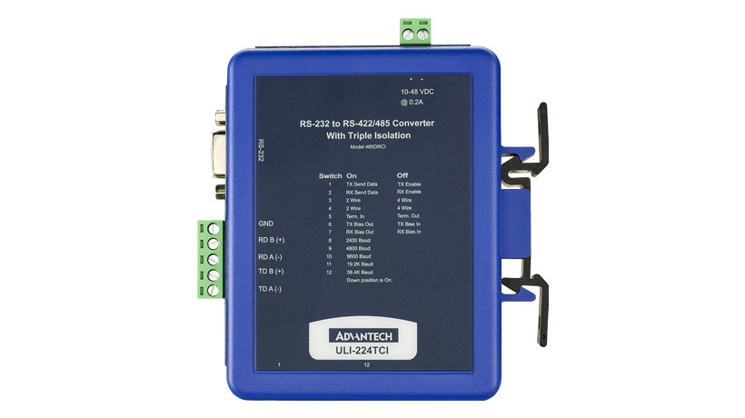 Advantech B+B SmartWorx RS232 TO RS485 DB9 DINRAIL - 1 x 9-pin DB-9 RS-232 Serial Female - 1 x Terminal Block RS-422/485 Serial - 1 - 485DRCI