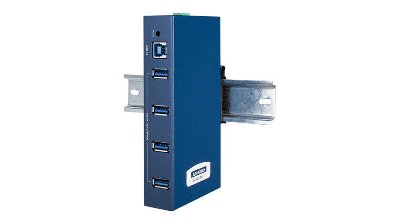 Advantech B+B SmartWorx Industrial USB 3.0 Hub, 4-Port, 5Gbps, DIN Rail/Wall Mount – USH204