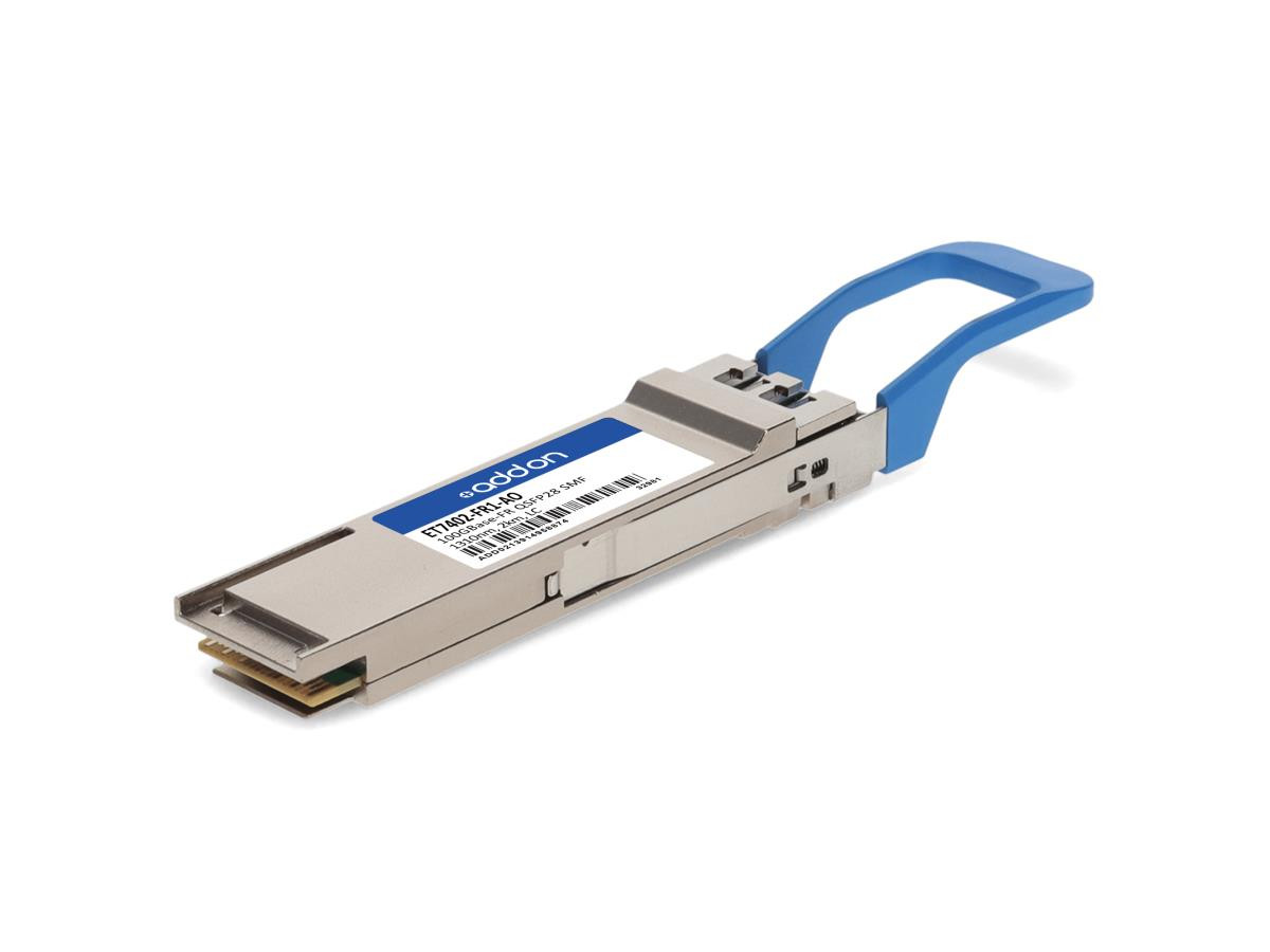 AddOn QSFP28 transceiver module (equivalent to: Edge-core ET7402-FR1) - 100GbE - 100GBase-FR - LC single-mode - up to 1.2 miles - 1310 nm - TAA Compliant - ET7402-FR1-AO