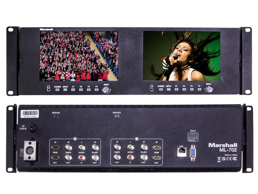 Marshall Dual 7 1920x1200 LCD 3RU Rack Mount Monitor, includes HDMI, & 3GSDI - ML-702