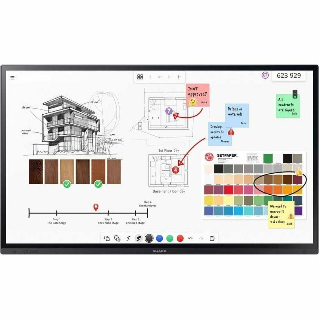 Sharp Electronics AQUOS BOARD PN-LA752 Collaboration Display - 75" LCD - InGlass - Touchscreen - 16:9 Aspect Ratio - 3840 x 2160 - Direct LED - 500 Nit - 1,200:1 Contrast Ratio - 2160p - USB - HDMI