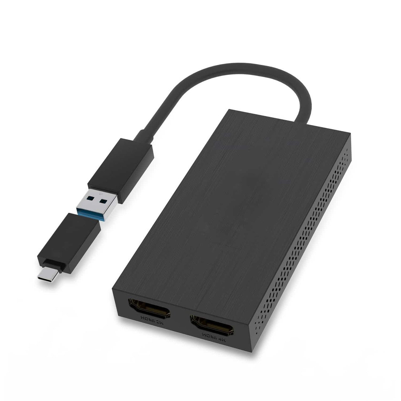 4XEM USB 3.0 to Dual HDMI 4K Display Adapter - 1 x Type A USB 3.0 Powered USB Male - 2 x HDMI HDMI 1.4 Digital Audio/Video Female - 3840 x 2160 Supported - Black - 4XUG7602H