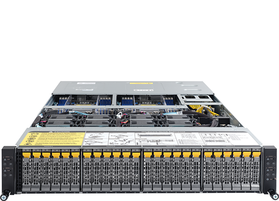 Orion High Density Server - 2U 4 Nodes (Rear Access) rackmount form factor - Single AMD EPYC 7003/7002 Series Processor Family per node - HD525U-G5C-24T4N