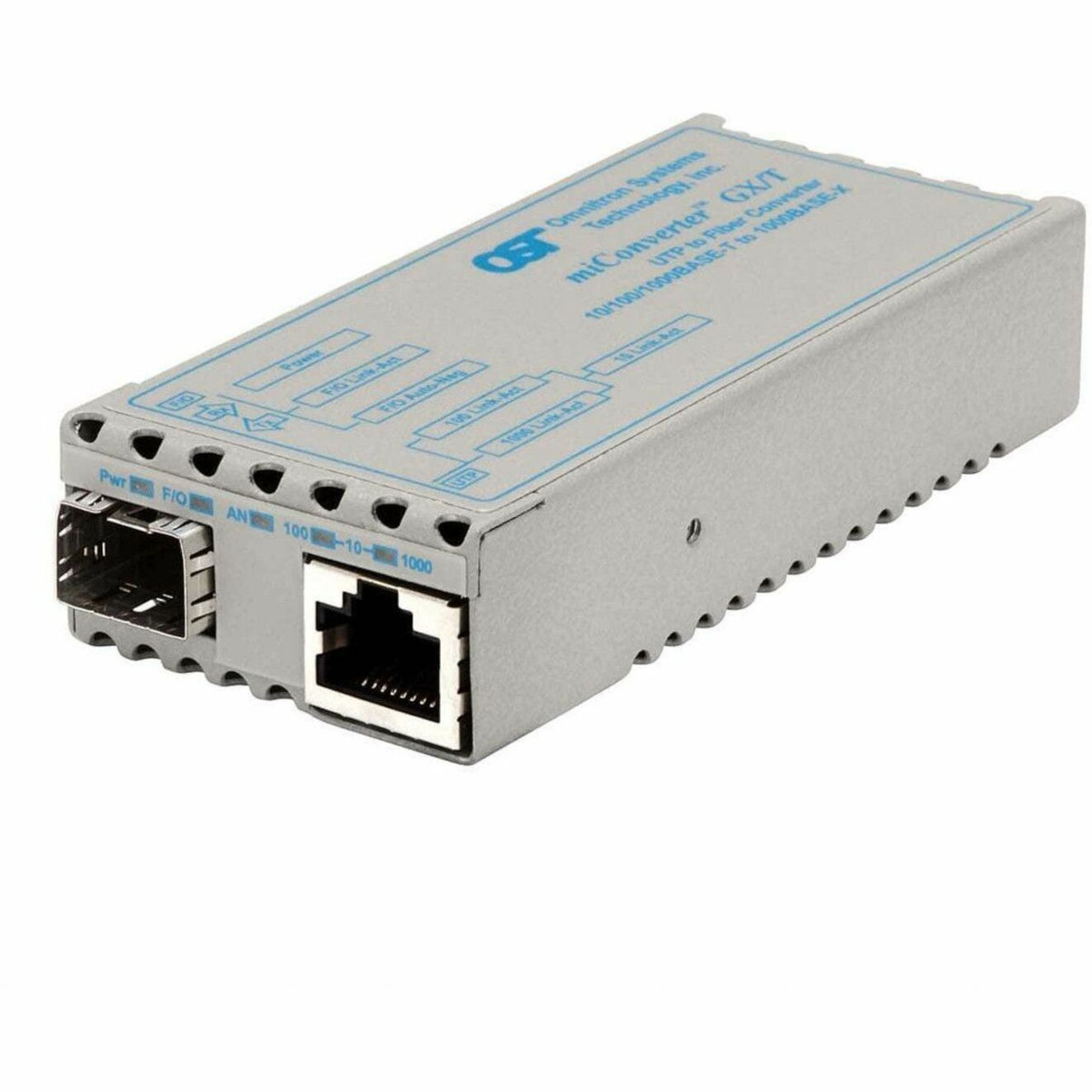 Omnitron miConverter GX/T 10/100/1000BASE-T to 1000BASE-X Ethernet Media Converter - 1 x Network (RJ-45) - USB - Gigabit Ethernet - 10/100/1000Base-T, 100/1000Base-X - 1 Gbit/s - 1.0 x Expansion Slots - 1239-0-0W