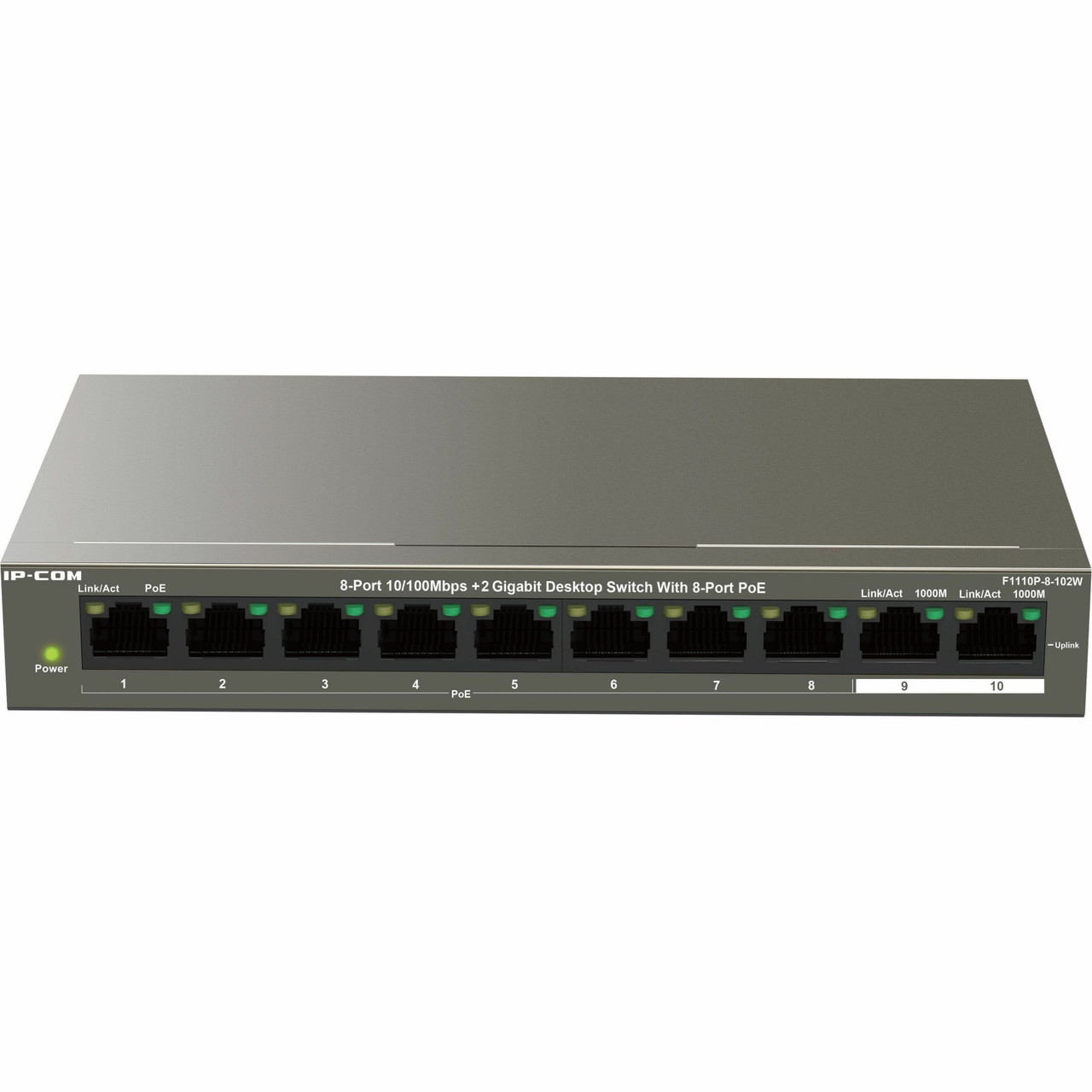 Tenda 8-Port 10/100Mbps+2 Gigabit Desktop Switch With 8-Port PoE - F1110P-8-102W