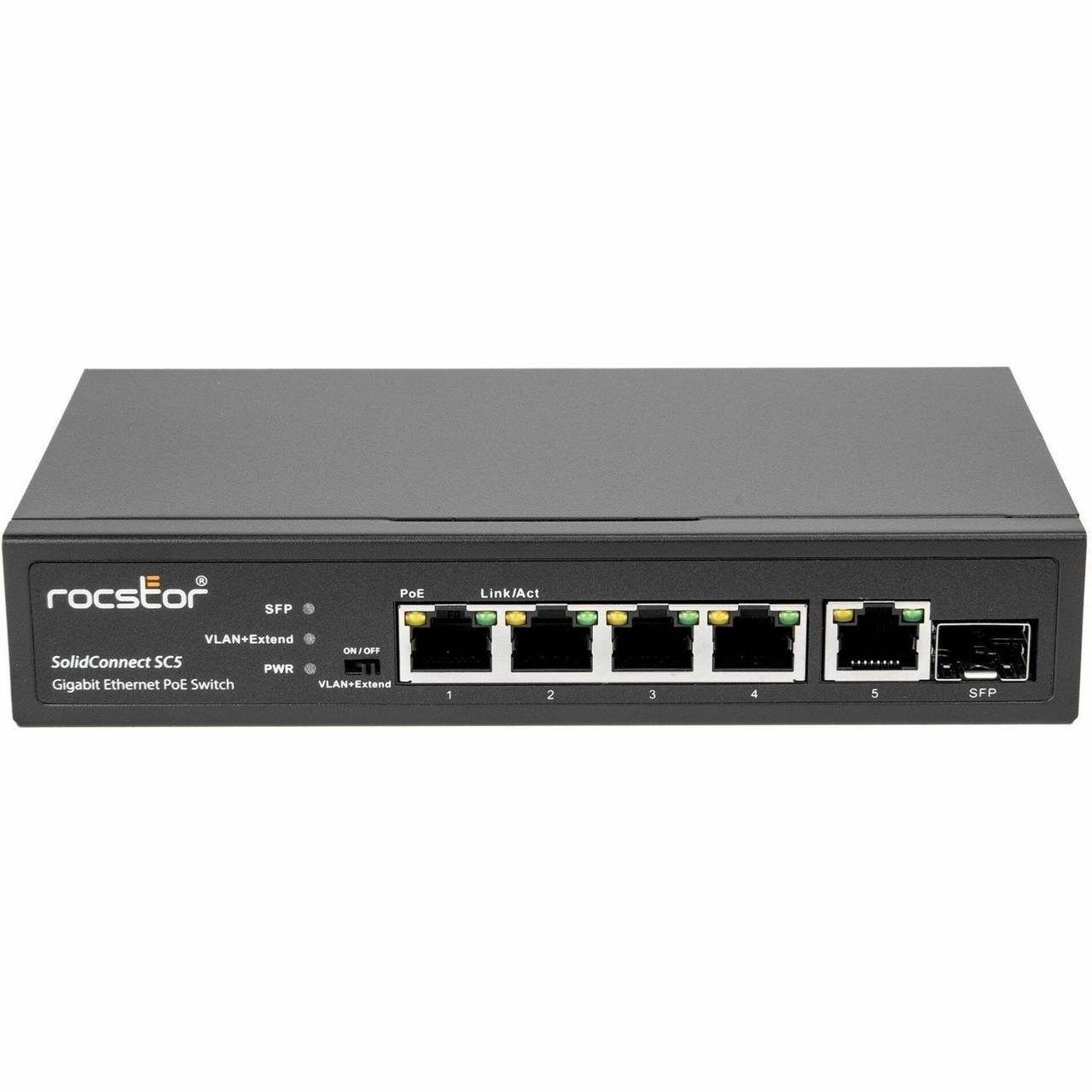 Rocstor 5-Port Gigabit Rackmount PoE Switch - Y10S005-B1