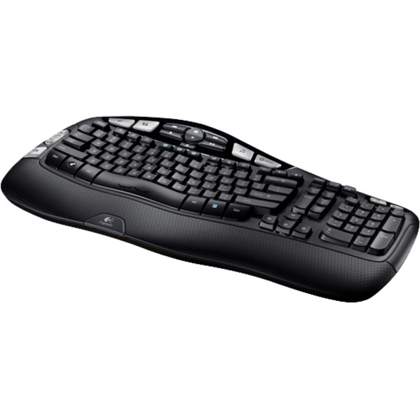 Logitech Wireless Keyboard K350 - Wireless Connectivity - RF - 2.40 GHz - USB Interface Media Center, Volume Control Hot Key(s) - Computer - PC - Black - 920-004484