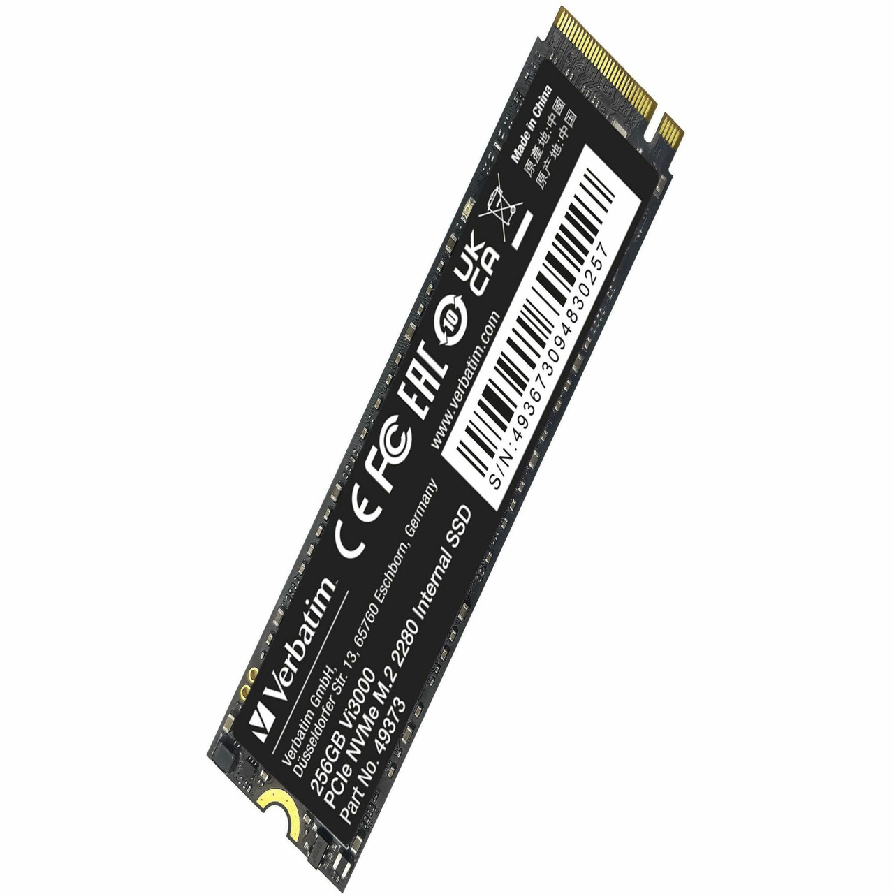 Verbatim Vi3000 256 Gb Solid State Drive - M.2 2280 Internal - Pci Express Nvme (Pci Express Nvme 3.0 X4) - 49373