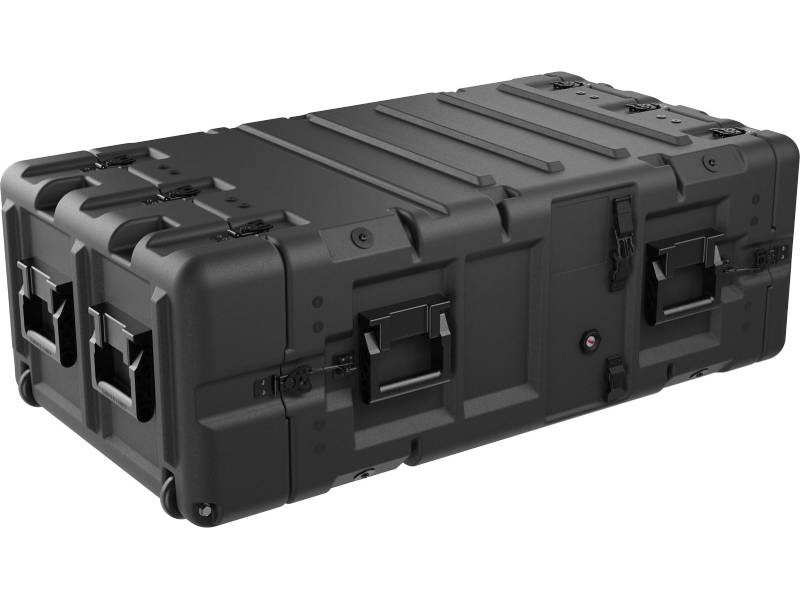 Deployable Systems Pelican 5U Super-V Rackmount Case - Black, A/T, Edge casters, 30 deep frame, Equip weight up to 100 lbs - SUPER-V-5U-30