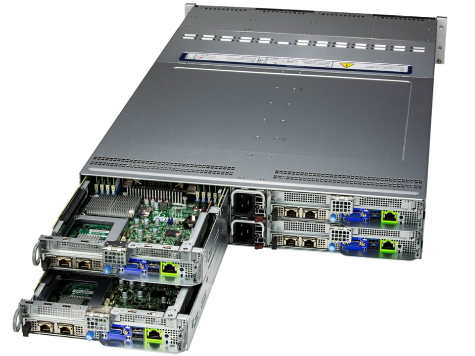 Supermicro BigTwin SuperServer SYS-622BT-HNC8R (Complete System Only ), 2U 4-Node BigTwin with 3 hot-swap 3.5" NVMe/SAS/SATA drives per node