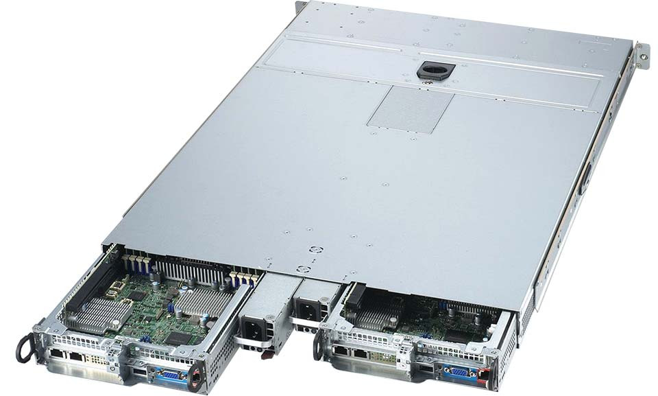 Supermicro Twin SuperServer SYS-120TP-DTTR, 1U 2-node TwinPro with 4 2.5" SATA drives per node