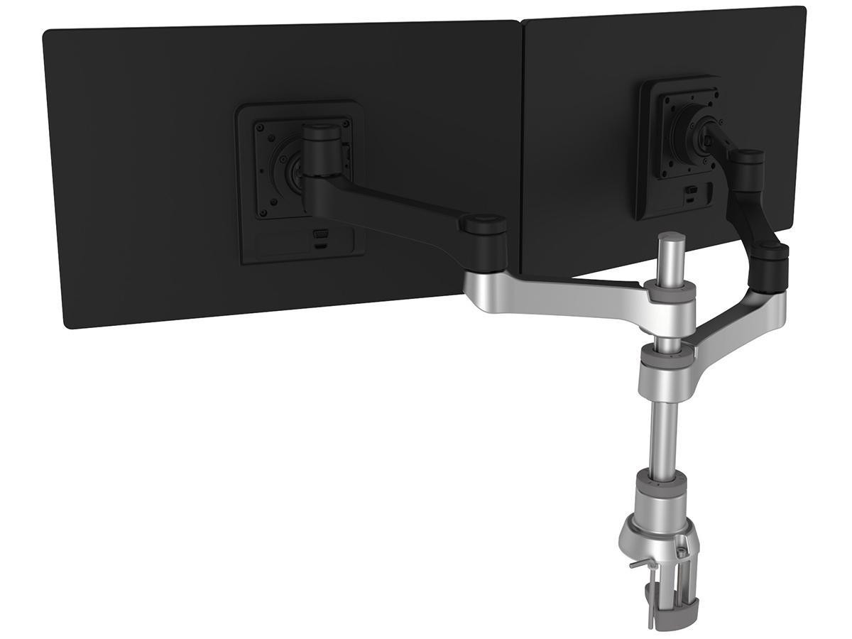 R-Go Zepher Dual Monitor Arm Mount Fitting Screens Up To 26 And 18Lbs In Weight Each With 75X75Mm Or 100X100Mm ((Vesa Displays) Backside Mounting Holes - RGOVLZE4TWSI