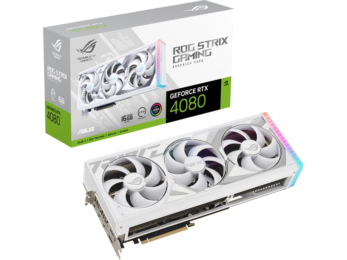 Asus ROG Strix GeForce RTX 4080 White Edition Gaming Graphics Card - ROG-STRIX-RTX4080-16G-WHITE