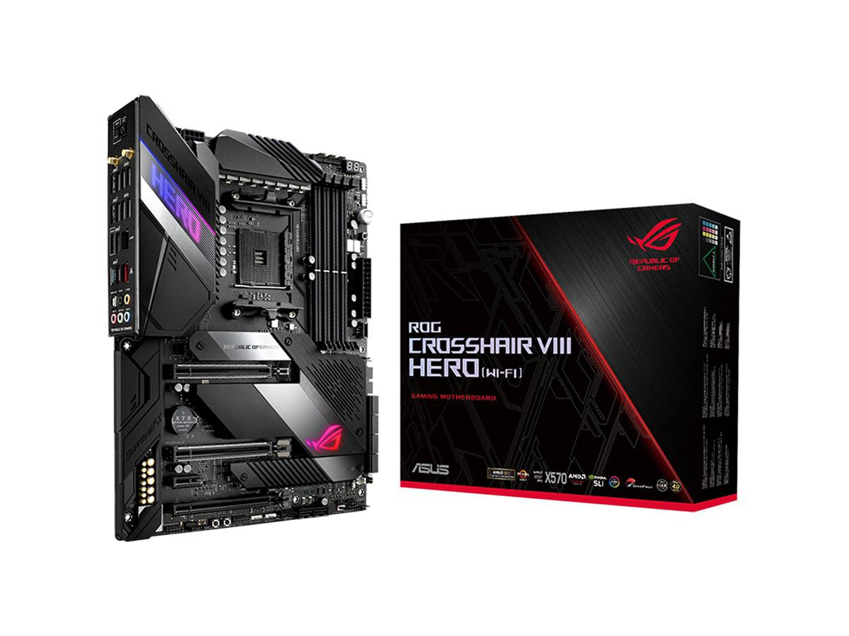 Asus ROG X570 Crosshair VIII Hero (Wi-Fi) ATX Motherboard with PCIe 4.0, on-Board WiFi 6 (802.11Ax), 2.5 Gbps LAN, USB 3.2, SATA, M.2, Node and Aura Sync RGB Lighting - ROG CROSSHAIR VIII HERO (WI-FI)