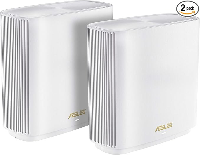 Asus ZenWiFi Whole-Home Tri-band Mesh WiFi 6E System (ET9 2PK), Coverage up to 5,500 sq.ft, 7800Mbps, new 6GHz band, AiMesh, Lifetime Free Internet Security, Parental Control, EasySetup, Instant Guard - ET9 (W-2-PK)