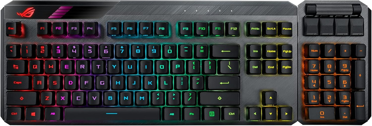 Asus ROG Claymore II Wireless Modular Gaming Mechanical Keyboard (ROG RX Blue Switches, Detachable numpad & Wrist Rest for TKL 80%/100%, Aura Sync, Media Controls, Fast Charge, USB 2.0 Passthrough) - MA02 ROG CLAYMORE II/BL/US/PBT Asus ROG Claymore II Wireless Modular Gaming Mechanical Keyboard (ROG RX Blue Switches, Detachable numpad & Wrist Rest for TKL 80%/100%, Aura Sync, Media Controls, Fast Charge, USB 2.0 Passthrough) - MA02 ROG CLAYMORE II/BL/US/PBT