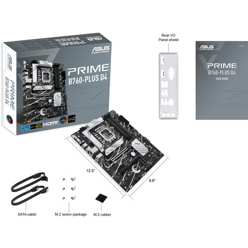 Asus Prime B760-PLUS D4 Intel B760(13th and 12th Gen) LGA 1700 ATX motherboard with PCIe 5.0, three PCIe 4.0 M.2 slots, DDR4, Realtek 2.5Gb Ethernet, DisplayPort, VGA, HDMI , SATA 6 Gbps, USB 3.2 Gen 2x2 Type-C - PRIME B760-PLUS D4