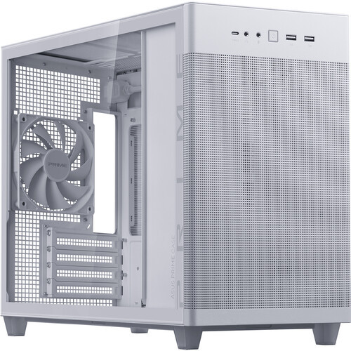 Asus Prime AP201 - Small tower - micro ATX - windowed side panel (tempered glass) - no power supply - white - USB/Audio - AP201/WHT/TG//