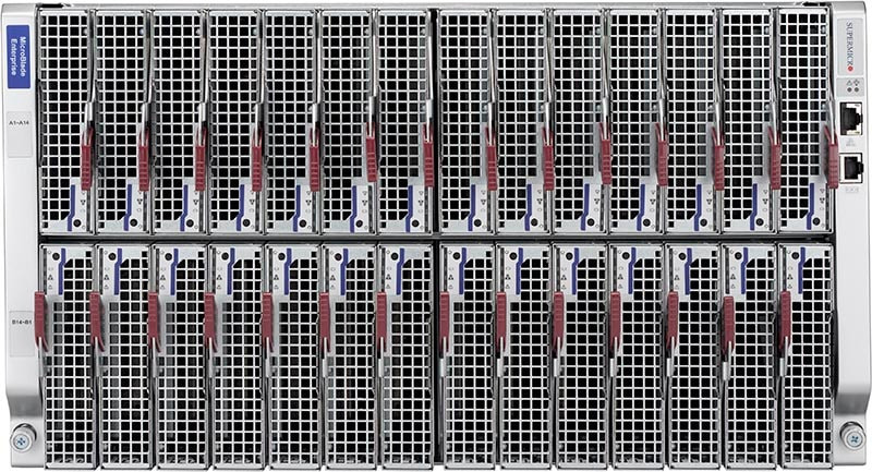 Supermicro MicroBlade 6U (28-blade) MBE-628E-420D Up to 28 hot-swap server blades, Intel E3 and E5 based server blades