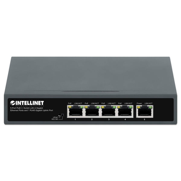 Intellinet 5-Port PoE++ Switch with 4 Gigabit Ethernet Ports and 1 RJ45 Gigabit Uplink Port - 562010