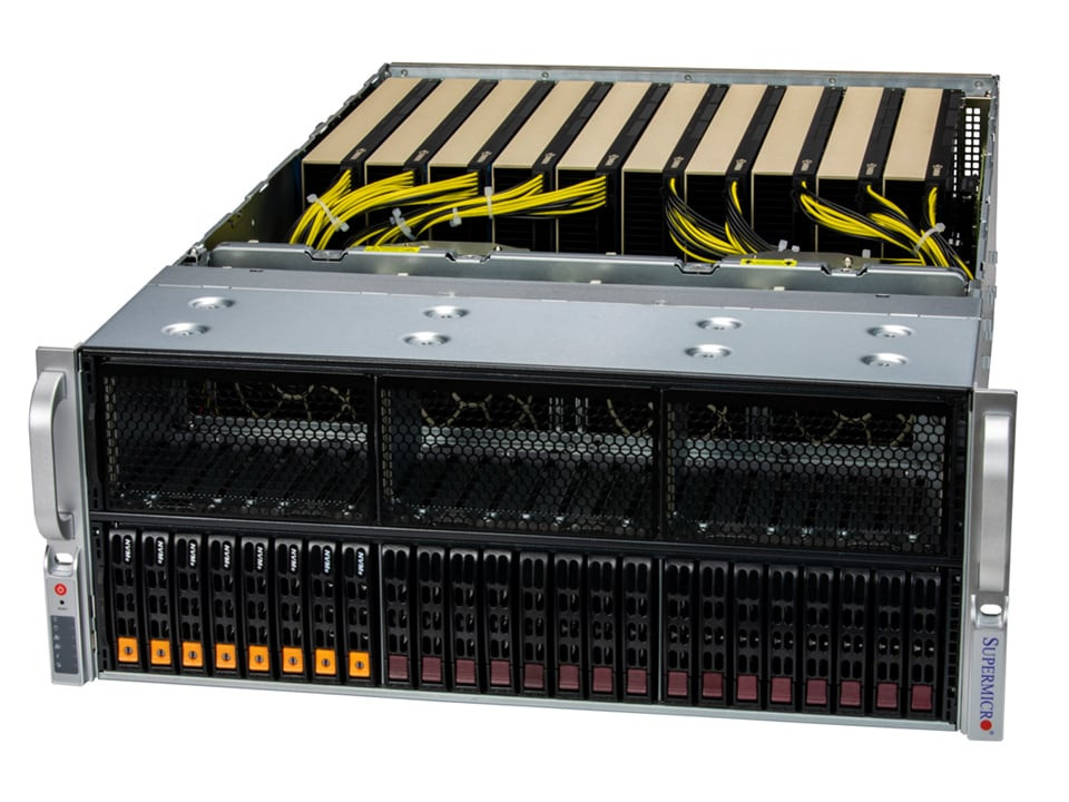 Supermicro GPU SuperServer SYS-421GE-TNRT (Complete System Only) 32 DIMM slots Up to 8TB: 32x 256 GB DRAM Memory