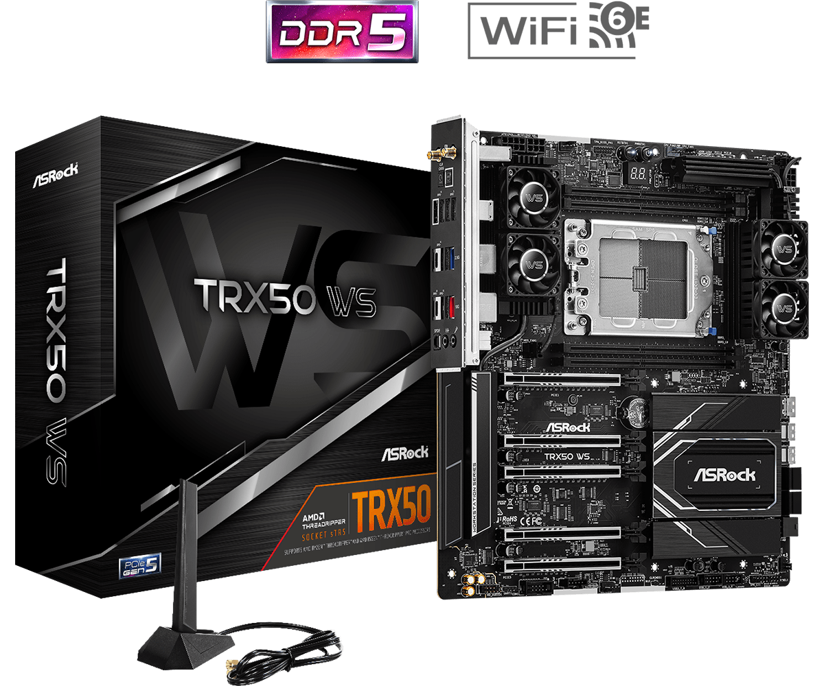 AsRock Motherboard WRX90 WS EVO - Supports AMD Ryzen Threadripper PRO 7000 and AMD Ryzen Threadripper 7000 Series Processors - WRX90 WS EVO