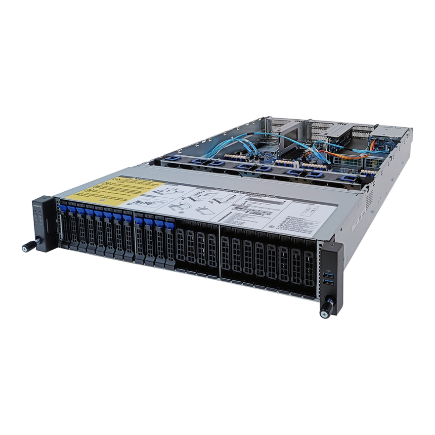 Gigabyte R282-Z9G (rev. A00/B00) AMD EPYC 7003 DP Server System - 2U 20-Bay Gen4 NVMe with GRAID solution - 8-Channel RDIMM/LRDIMM DDR4 per processor, 32 x DIMMs