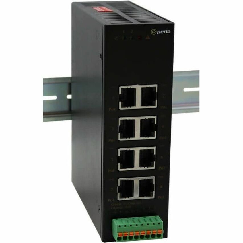 Perle IDS-108HP-XT Ethernet Switch - 8 Ports - Gigabit Ethernet - 10/100/1000Base-T - 2 Layer Supported - 9.72 W Power Consumption - 270 W PoE Budget - Twisted Pair - PoE Ports - DIN Rail Mountable - 07017860