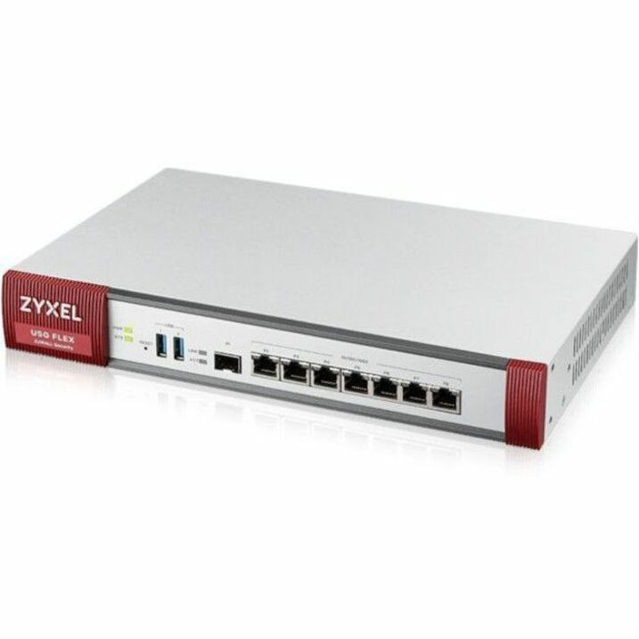Zyxel USG FLEX 500H Network Security/Firewall Appliance - 12 Port - 2.5GBase-T, 10/100/1000Base-T - 2.5 Gigabit Ethernet - 1.22 GB/s Firewall Throughput - SSL, DES, 3DES, AES (256-bit), MD5, SHA-1, SHA-2 256-bit, SHA-2 512-bit - 300 VPN - USGFLEX500