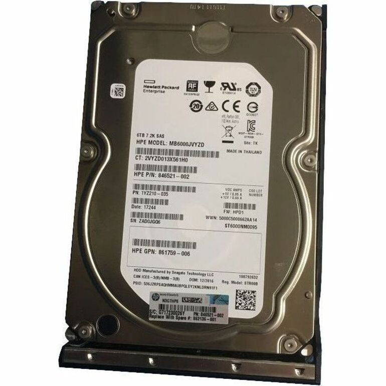HPE 6 TB Hard Drive - 3.5" Internal - SAS (12Gb/s SAS) - 862136-001