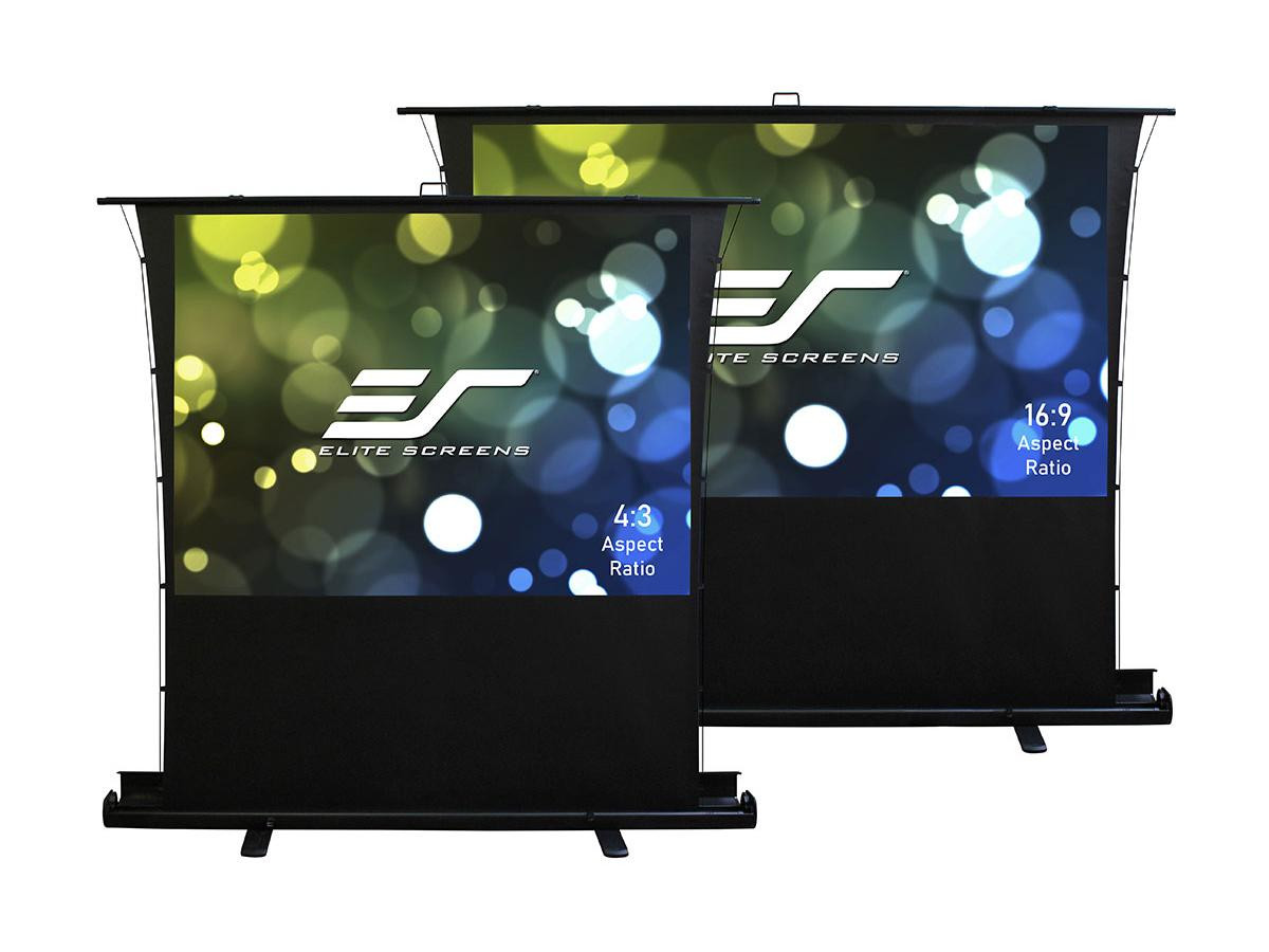 Elite Screens ezCinema Tab Tension, Manual Floor Pull Up with Scissor Backed Projector Screen, 90-inch 4:3, Portable Home Theater Office Classroom Projection Screen with Carrying Bag - FT100XWV